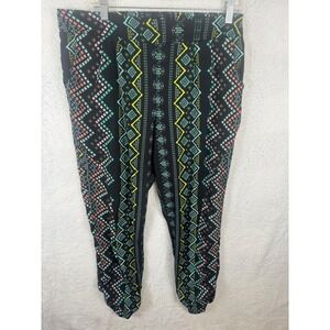 Dizzire Womens Black Patterned Casual Jogger Pants XL Extra‎ Large